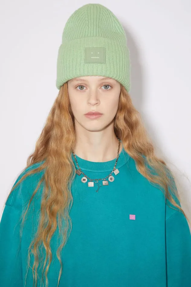 Acne Studios Large Face Logo Beanie Spring Green Men Hats