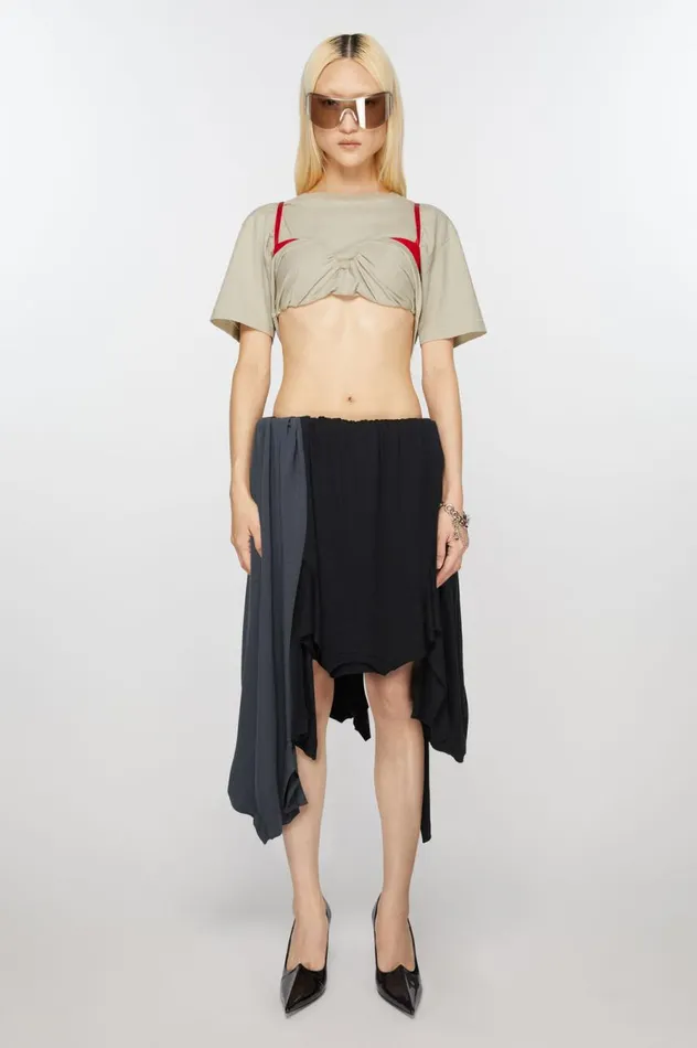 Acne Studios Layered Skirt Anthracite Grey Women Skirts