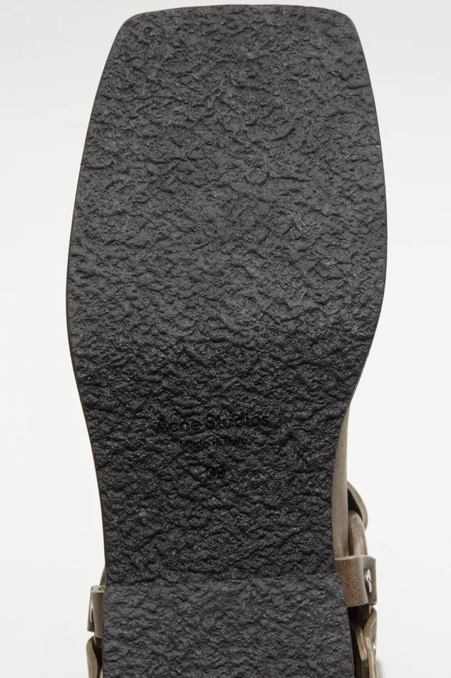 Acne Studios Leather Buckle Boots Greige Women Shoes