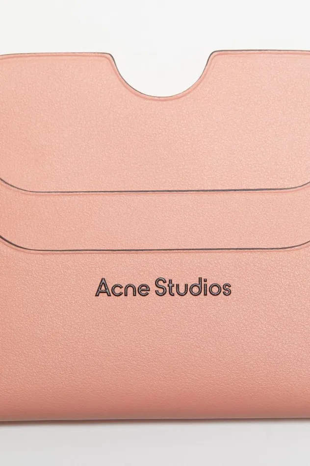 Acne Studios Leather Card Holder Salmon Pink Men Small Leather Goods