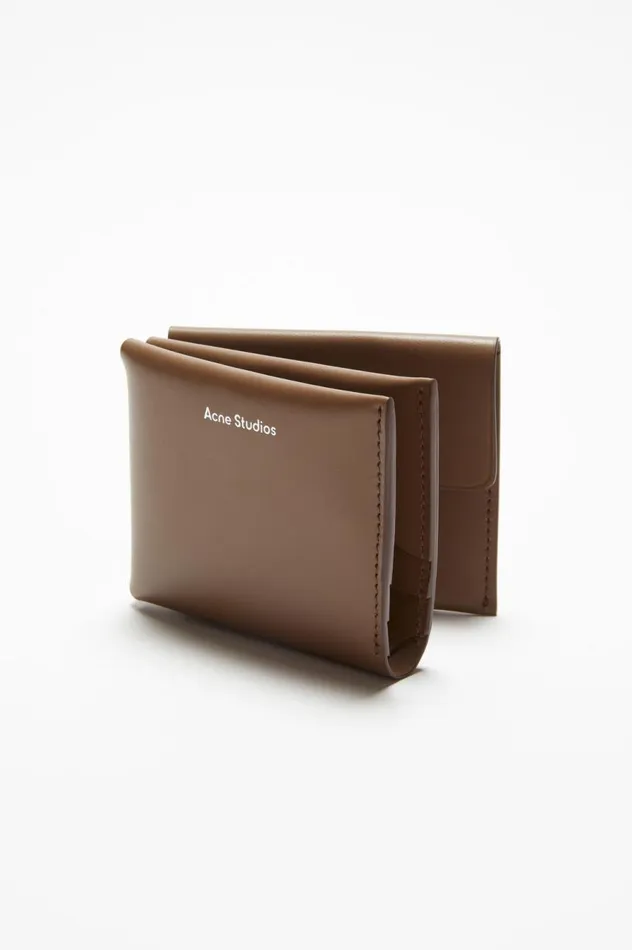 Acne Studios Leather Trifold Wallet Camel Brown Men Small Leather Goods