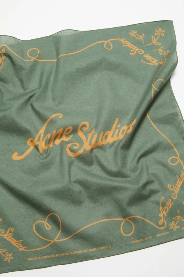 Acne Studios Light Print Scarf Greenhoney Yellow Women Scarves