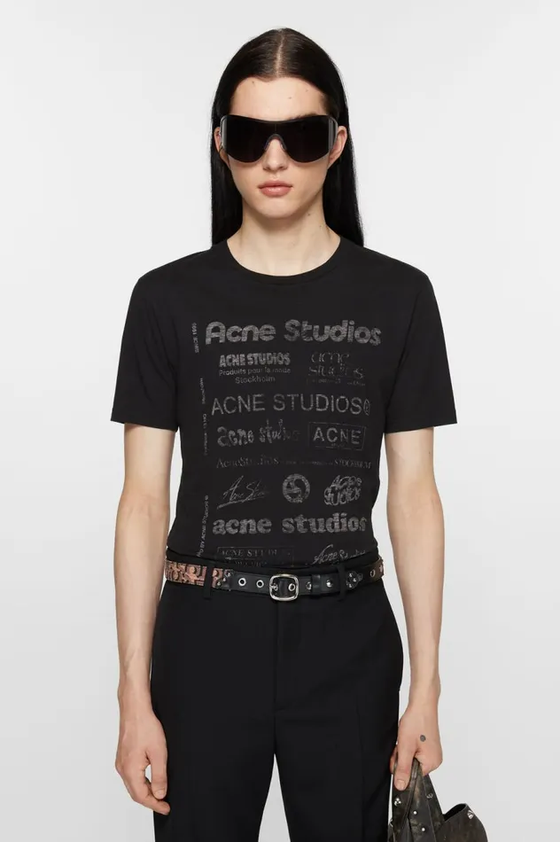 Acne Studios Logo Tshirt 8211 Relaxed Fit Black Men Tshirts