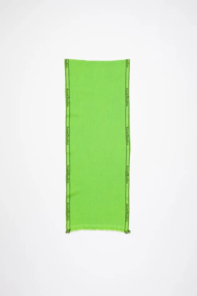 Acne Studios Logo Tape Scarf Green Men Scarves