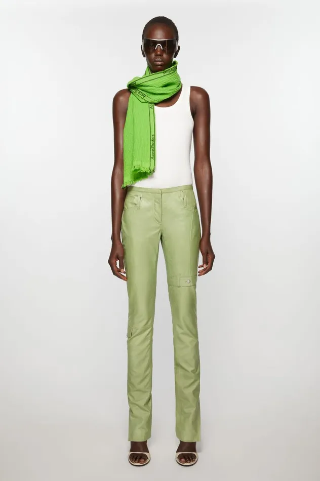 Acne Studios Logo Tape Scarf Green Men Scarves