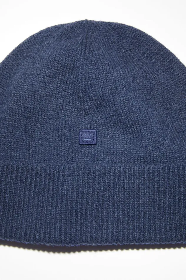 Acne Studios Micro Face Patch Beanie Ink Blue Women Hats