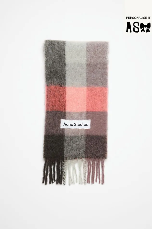 Acne Studios Mohair Checked Scarf Mauvebright Pinkanthracite Men Scarves