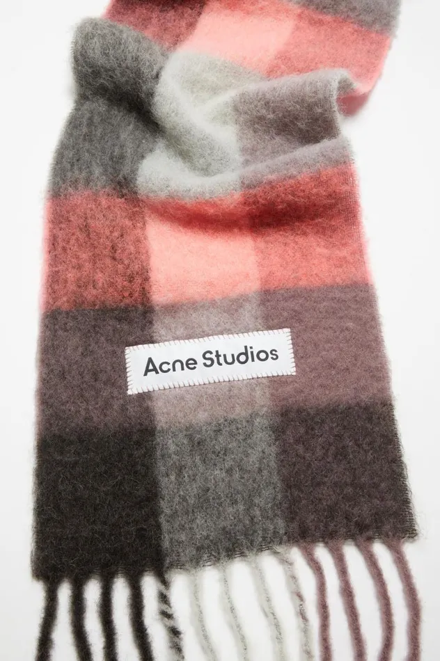 Acne Studios Mohair Checked Scarf Mauvebright Pinkanthracite Men Scarves