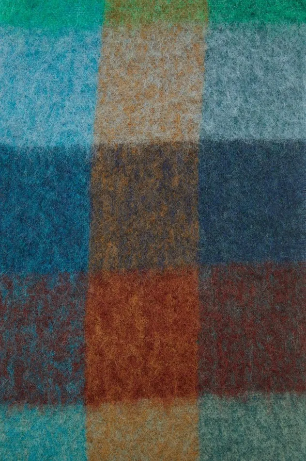 Acne Studios Mohair Checked Scarf Turquoisecamelblue Men Scarves