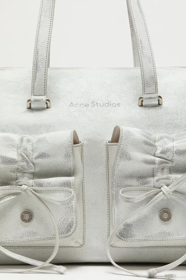 Acne Studios Multipocket Tote Bag Whitegrey Men Bags