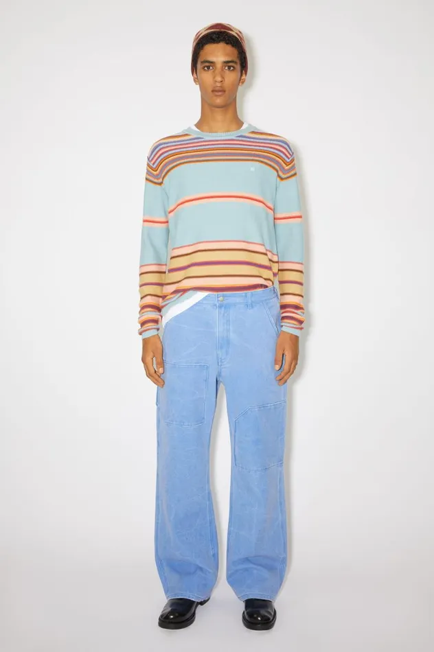 Acne Studios Patch Canvas Trousers Powder Blue Men Trousers