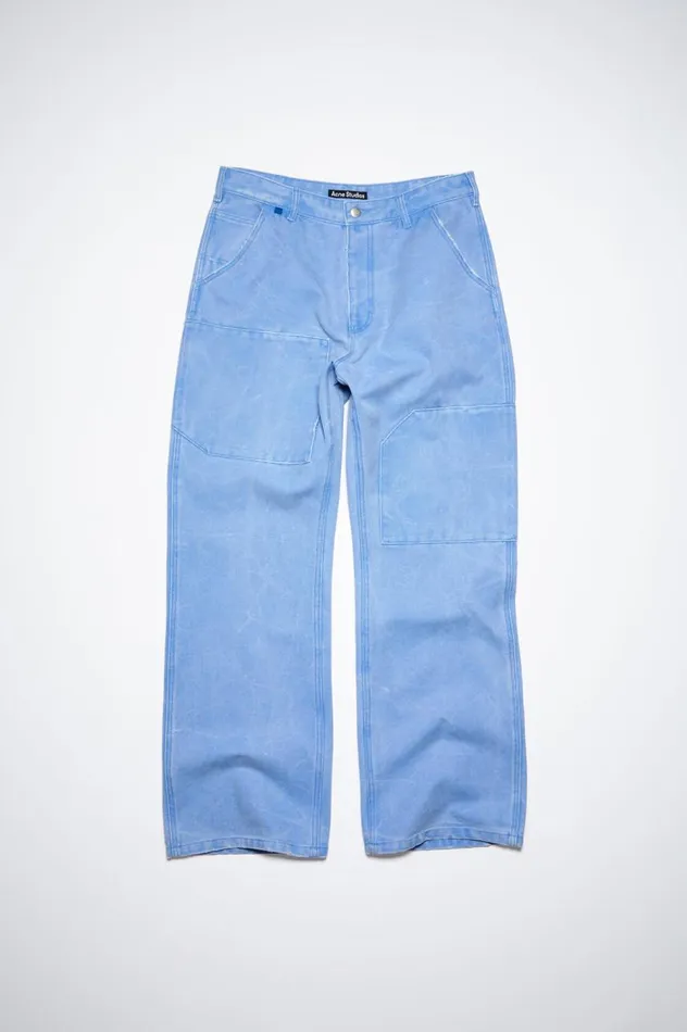 Acne Studios Patch Canvas Trousers Powder Blue Men Trousers