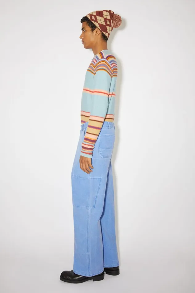 Acne Studios Patch Canvas Trousers Powder Blue Women Trousers