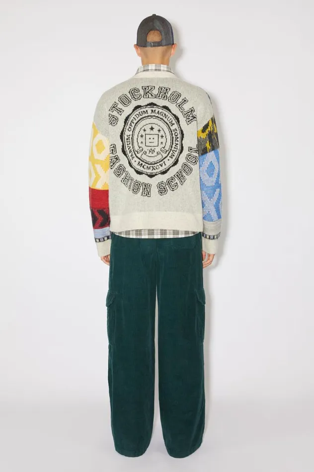 Acne Studios Patchwork Crew Neck Jumper Cornflower Bluemulti Men Knitwear
