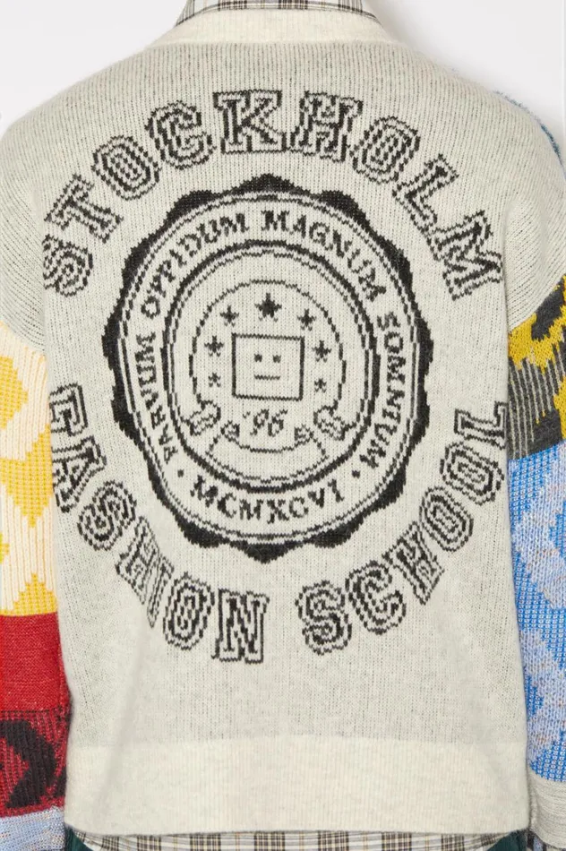 Acne Studios Patchwork Crew Neck Jumper Cornflower Bluemulti Men Knitwear