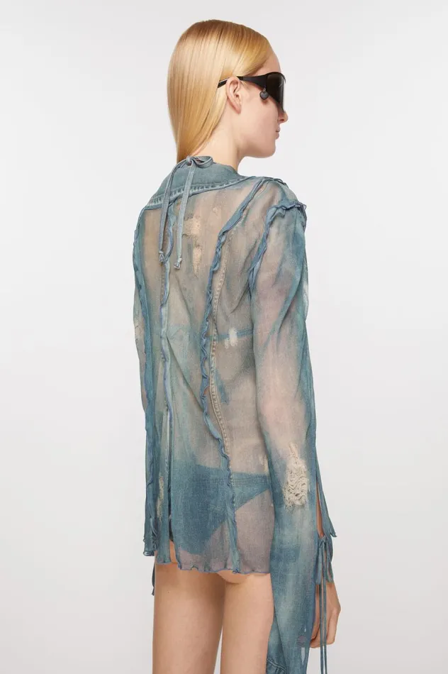 Acne Studios Print Blouse Denim Blue Women Shirts and Blouses