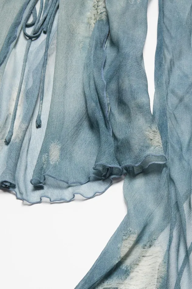 Acne Studios Print Blouse Denim Blue Women Shirts and Blouses