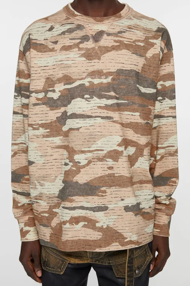 Acne Studios Print Logo Crew Neck Cacao Brown Men Sweatshirts