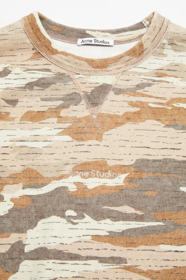 Acne Studios Print Logo Crew Neck Cacao Brown Men Sweatshirts
