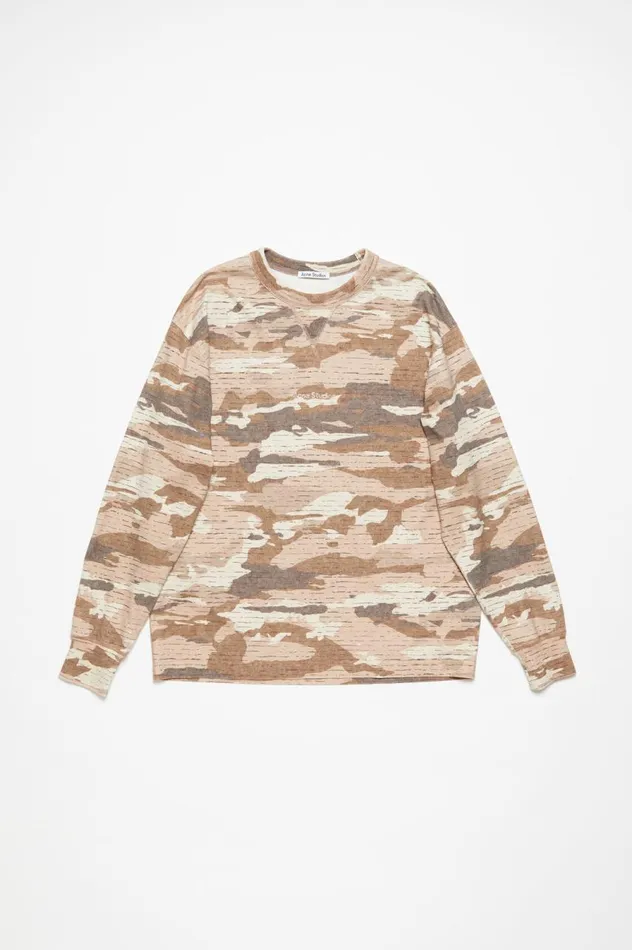 Acne Studios Print Logo Crew Neck Cacao Brown Men Sweatshirts
