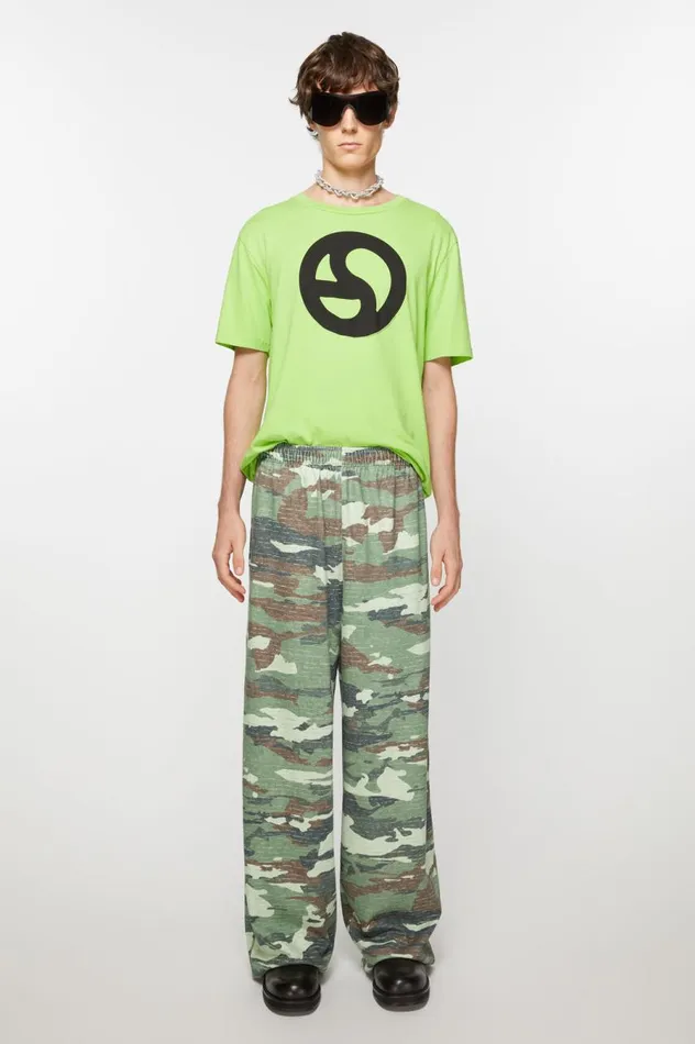 Acne Studios Print Sweatpants Khaki Green Women Trousers
