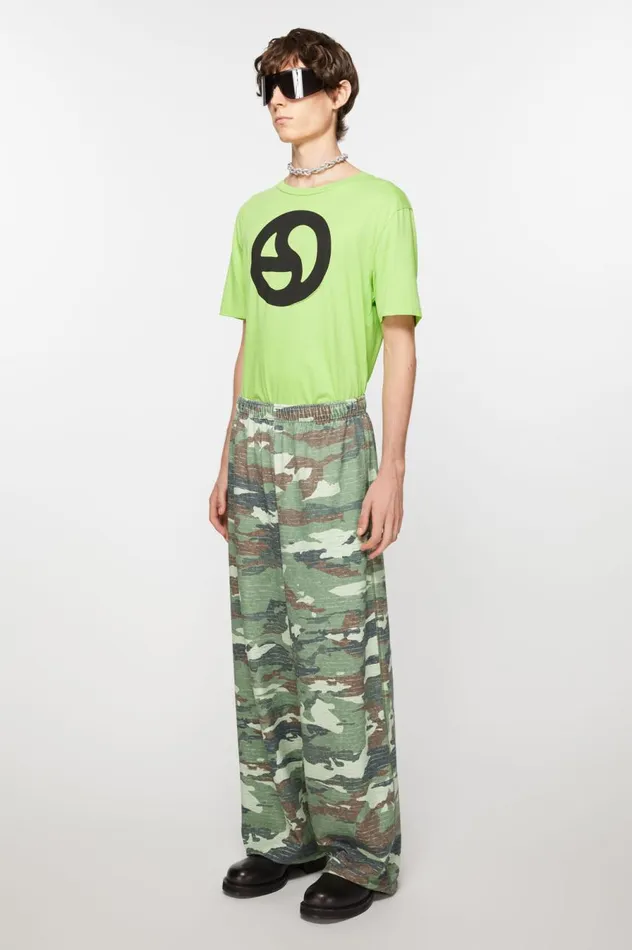 Acne Studios Print Sweatpants Khaki Green Women Trousers