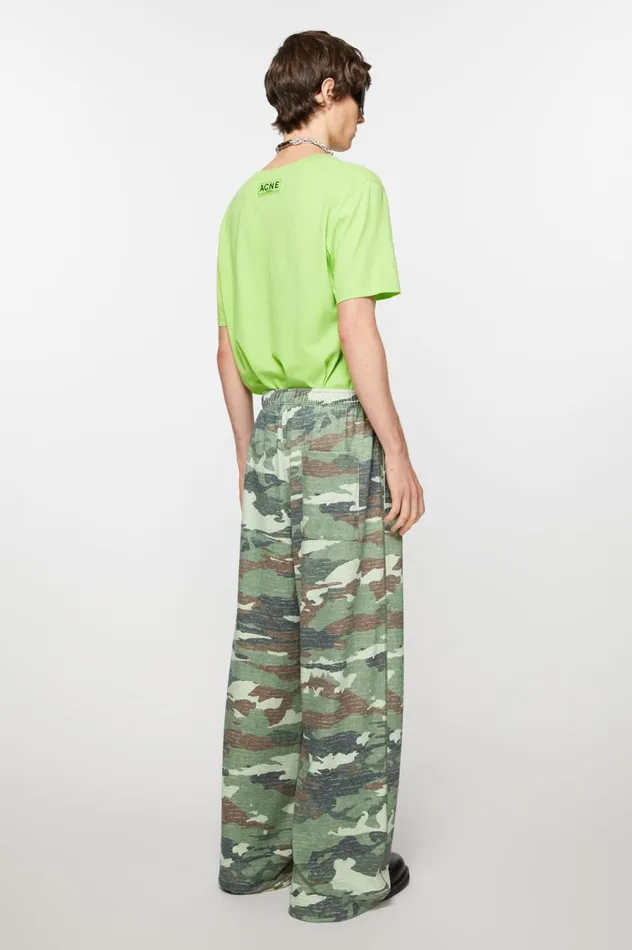 Acne Studios Print Sweatpants Khaki Green Women Trousers