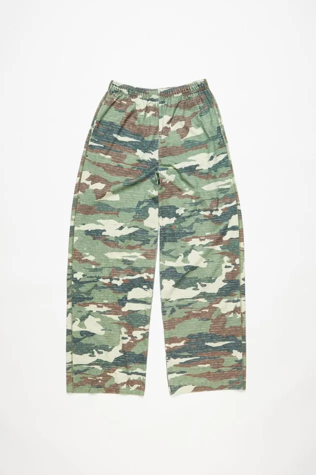 Acne Studios Print Sweatpants Khaki Green Women Trousers