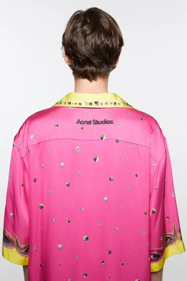Acne Studios Printed Buttonup Shirt Fuchsia Pink Women Shirts and Blouses
