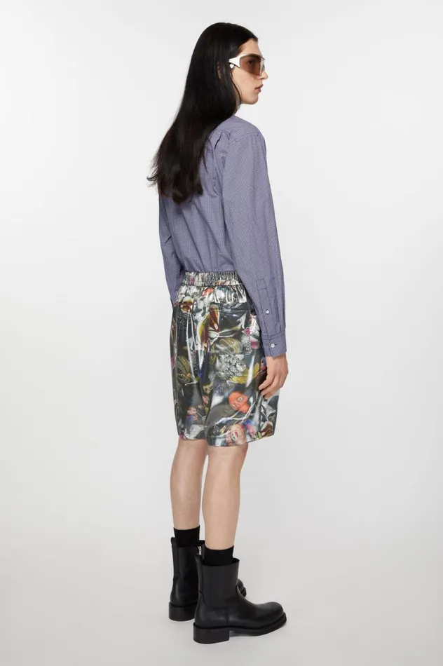 Acne Studios Printed Shorts Black Multicolor Men Shorts