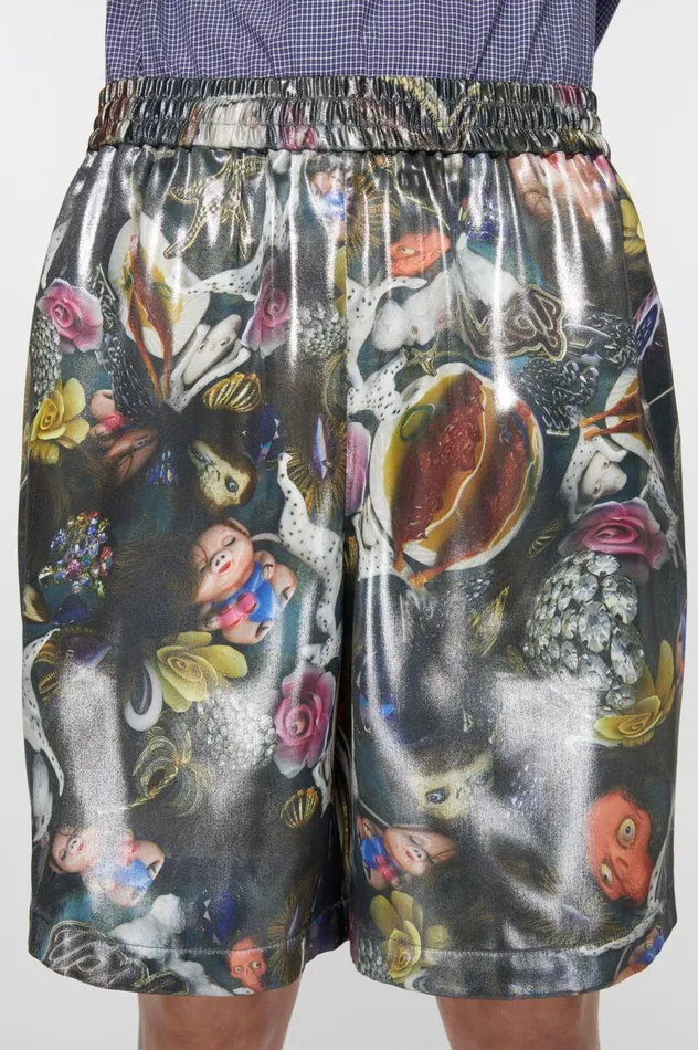 Acne Studios Printed Shorts Black Multicolor Men Shorts