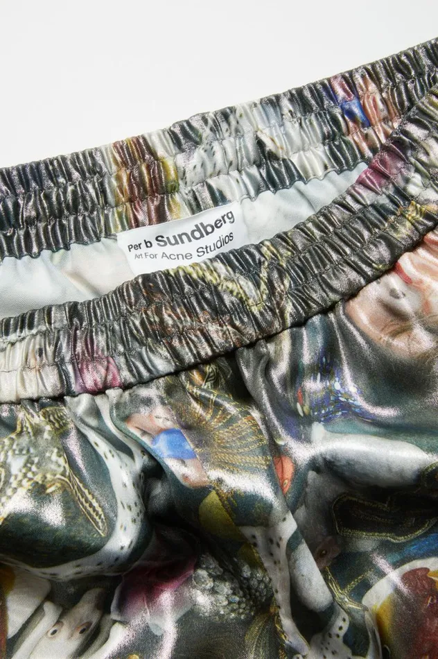 Acne Studios Printed Shorts Black Multicolor Men Shorts