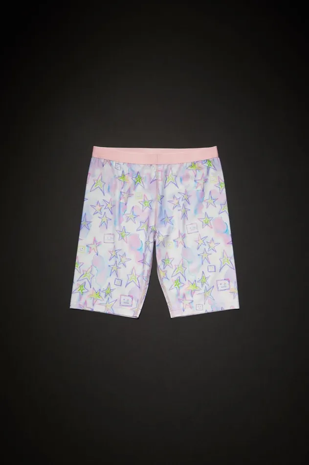 Acne Studios Printed Shorts Pale Pinkmulti Women Shorts