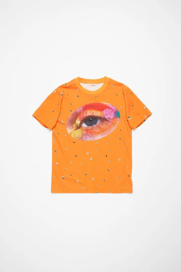 Acne Studios Printed Tshirt Bright Orange Women Tshirts