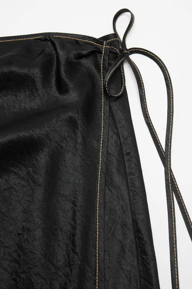 Acne Studios Satin Wrap Skirt Black Women Skirts