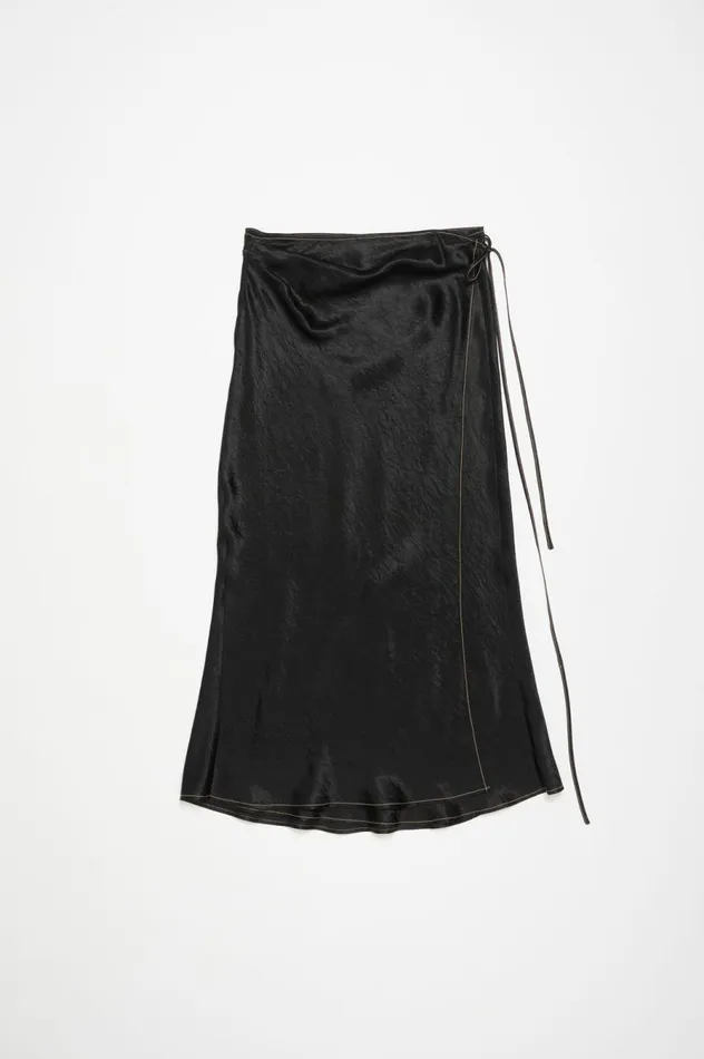 Acne Studios Satin Wrap Skirt Black Women Skirts