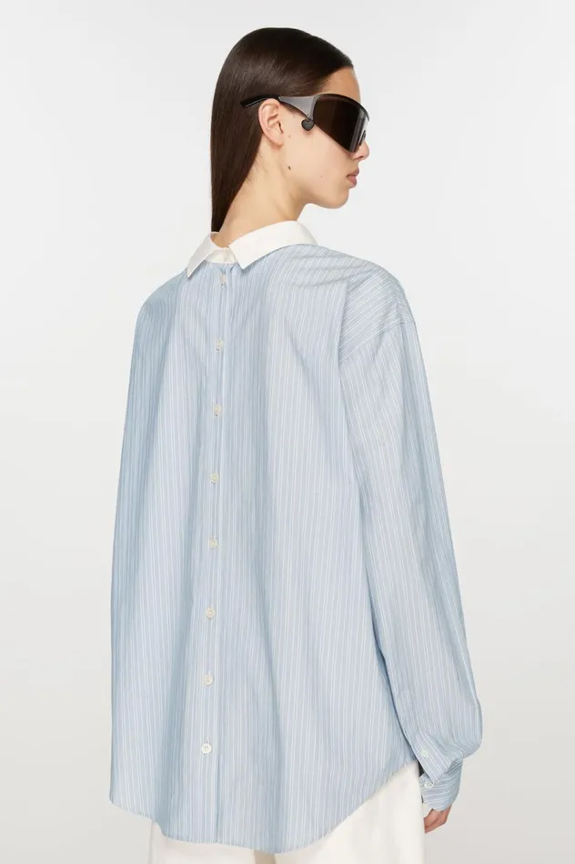 Acne Studios Stripe Buttonup Shirt Bluewhite Women Shirts and Blouses