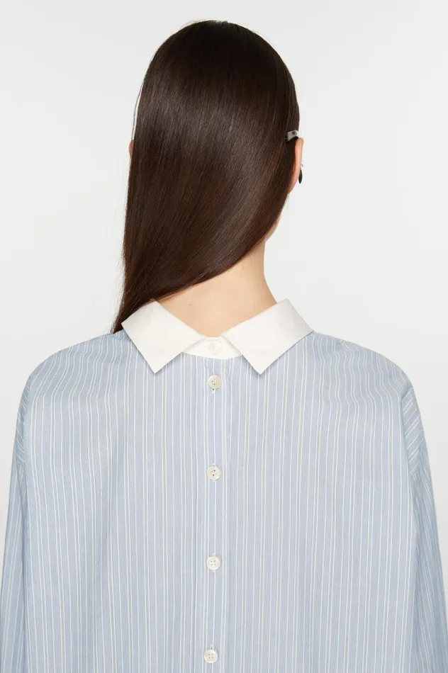 Acne Studios Stripe Buttonup Shirt Bluewhite Women Shirts and Blouses