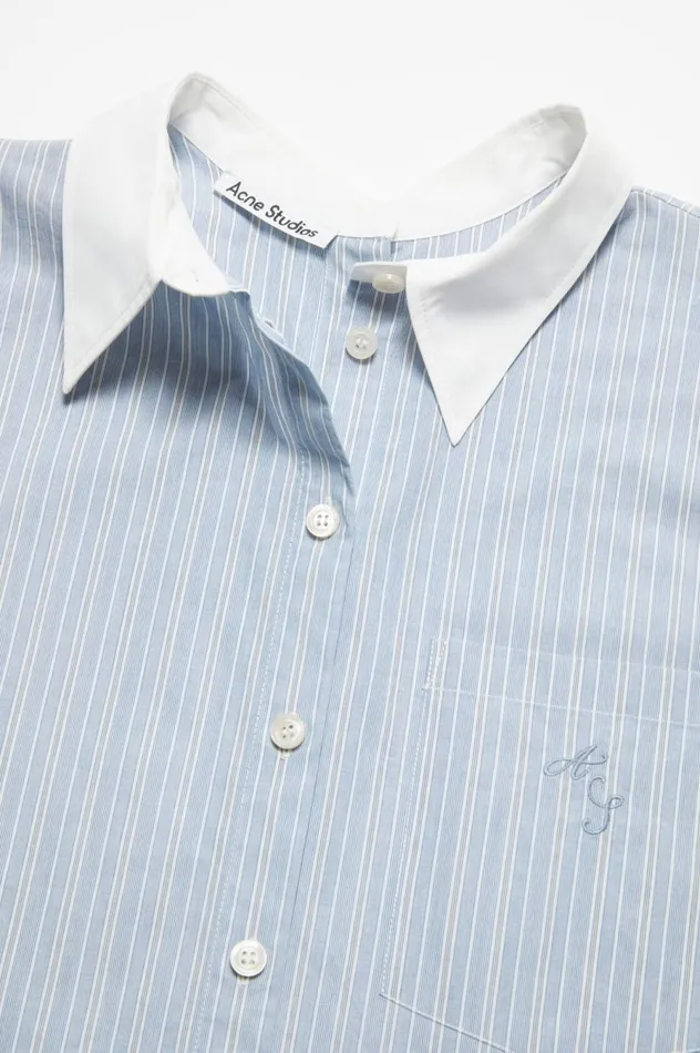 Acne Studios Stripe Buttonup Shirt Bluewhite Women Shirts and Blouses