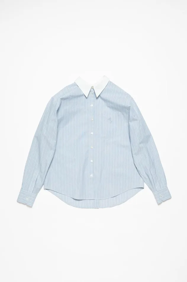 Acne Studios Stripe Buttonup Shirt Bluewhite Women Shirts and Blouses