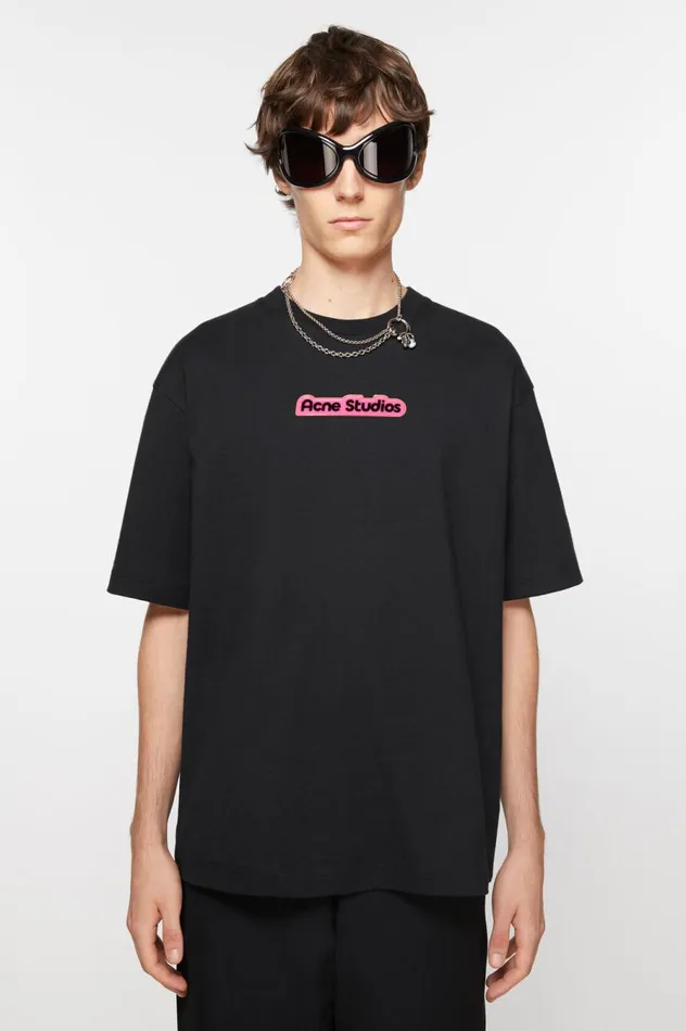 Acne Studios Tshirt Patch Logo Black Men Tshirts