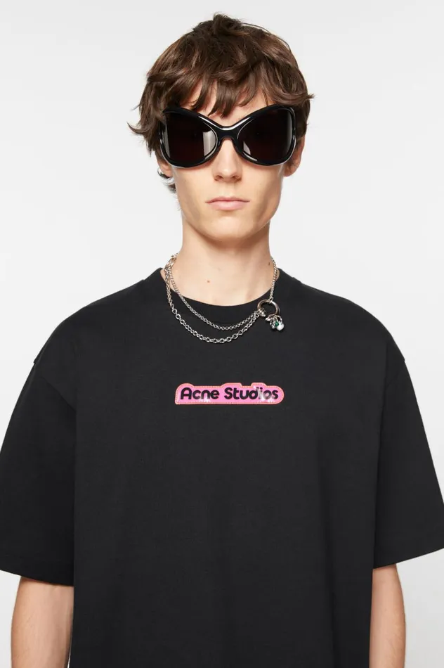 Acne Studios Tshirt Patch Logo Black Men Tshirts