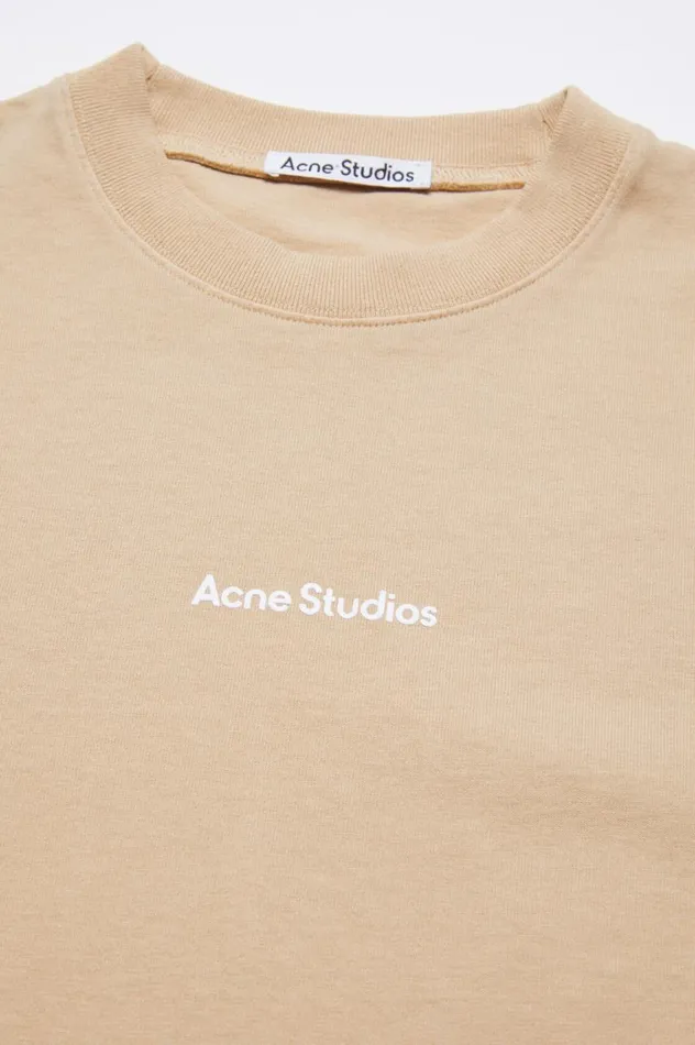 Acne Studios Tshirt Stamp Logo 8211 Relaxed Fit Wheat Beige Men Tshirts