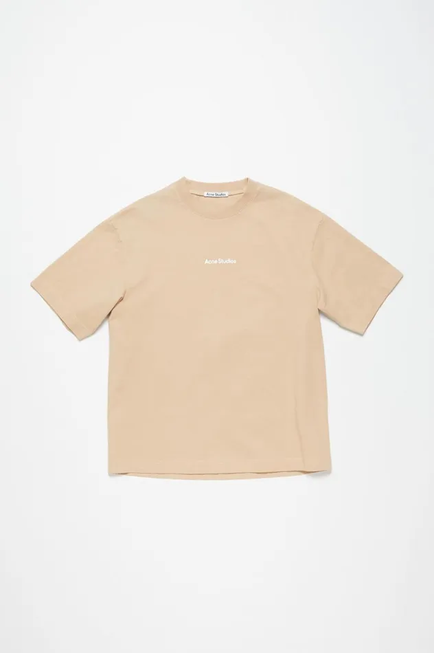 Acne Studios Tshirt Stamp Logo 8211 Relaxed Fit Wheat Beige Men Tshirts