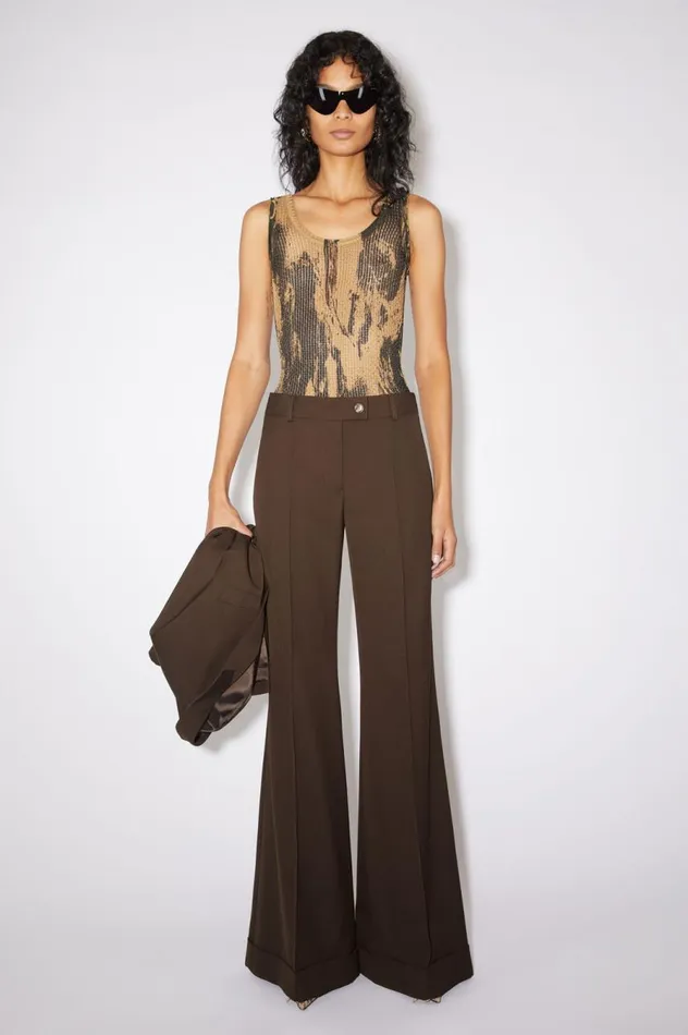 Acne Studios Tailored Flared Trousers Chestnut Brown Women Trousers