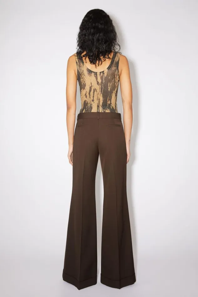 Acne Studios Tailored Flared Trousers Chestnut Brown Women Trousers