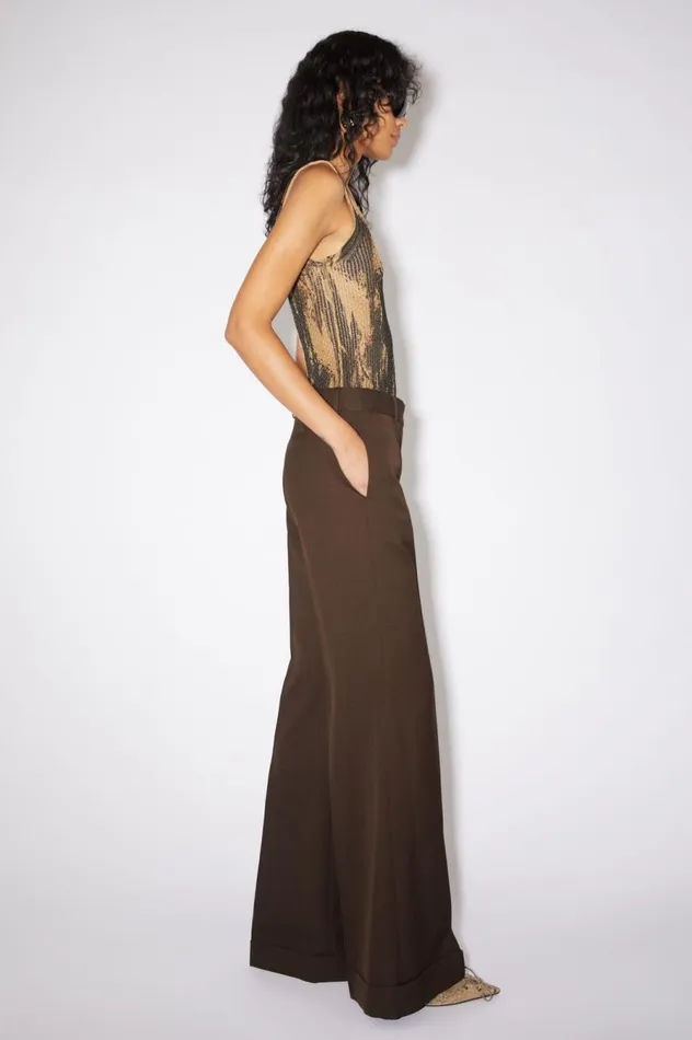 Acne Studios Tailored Flared Trousers Chestnut Brown Women Trousers