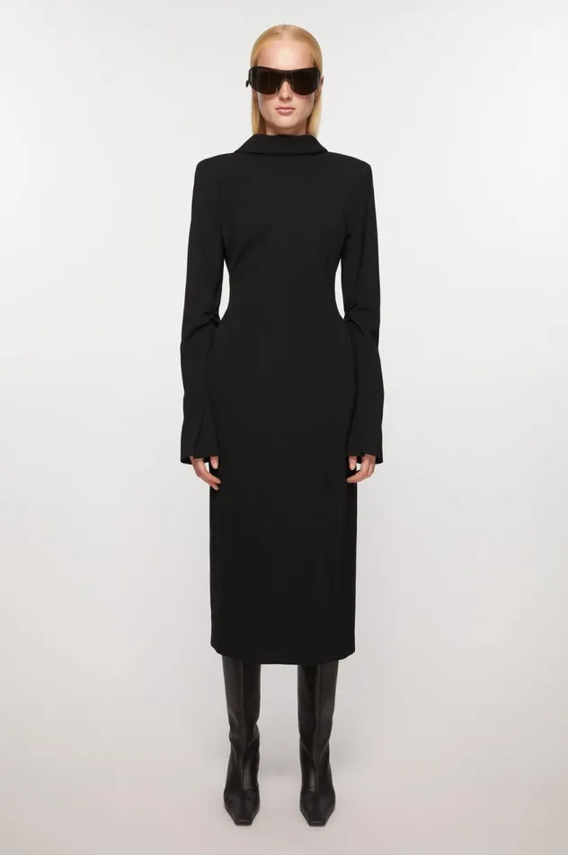 Acne Studios Tailored Long Sleeve Dress Black Women Dresses
