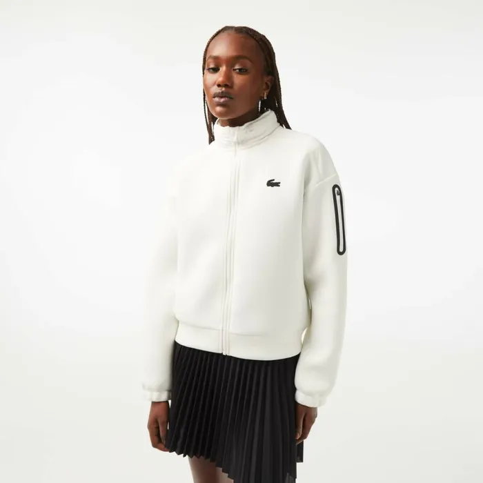 Activewear Women Lacoste Women039s Loose Fit ZipUp Sweatshirt White 70v