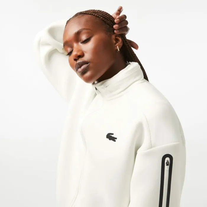 Activewear Women Lacoste Women039s Loose Fit ZipUp Sweatshirt White 70v